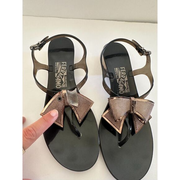 *FLAWED* Salvatore Ferragamo Jelly Thong Sunshine Sandals Size 8 - Picture 2 of 7
